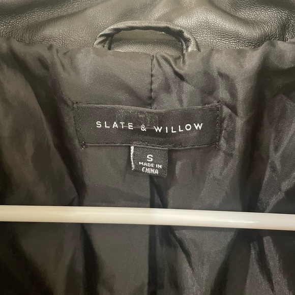 Slate & Willow Quilted Faux Leather Black Jacket Size Small - Picture 12 of 16